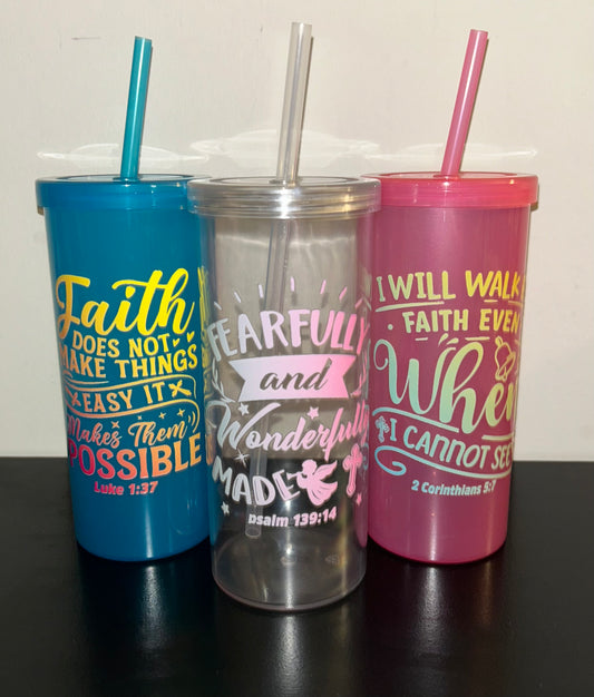 Christian Inspired | Plastic Tumblers| 20 oz | Multicolored