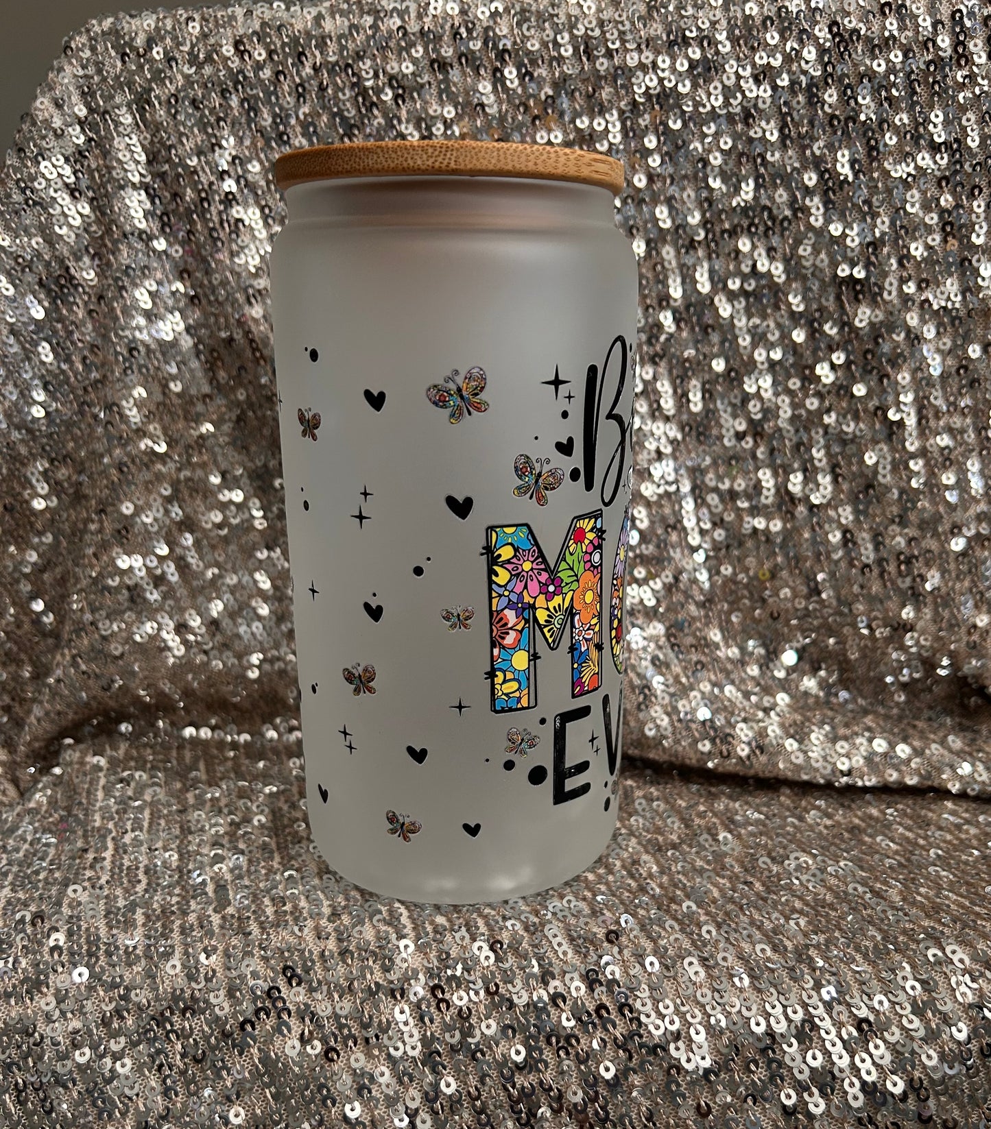 Mom Inspired Frosted Glass Cups | 16 oz