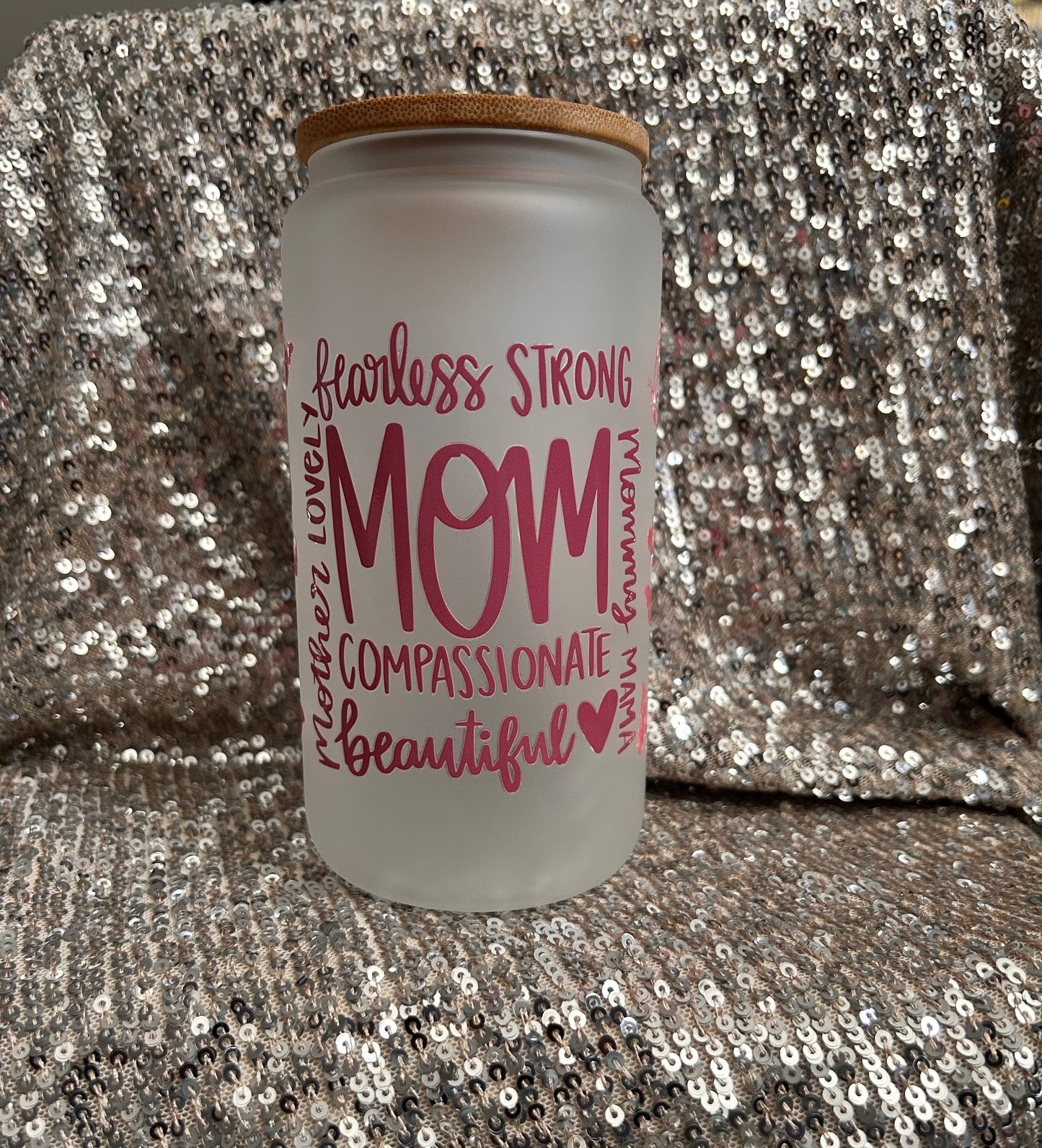 Mom Inspired Frosted Glass Cups | 16 oz