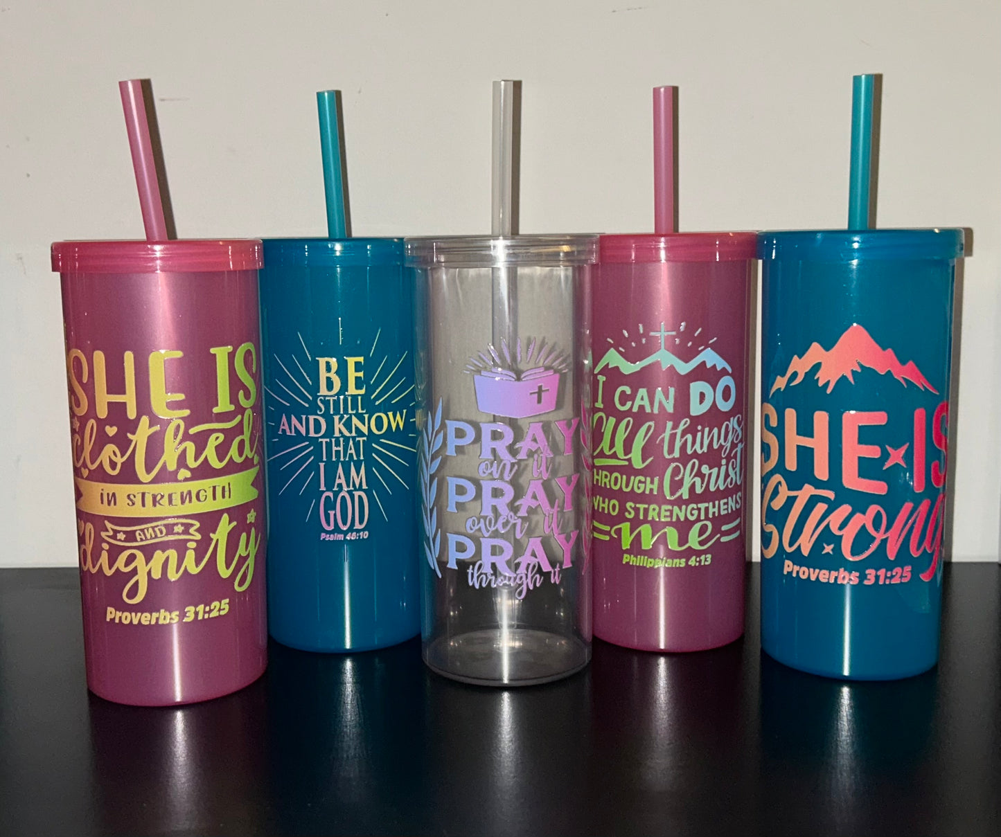 Christian Inspired | Plastic Tumblers| 20 oz | Multicolored
