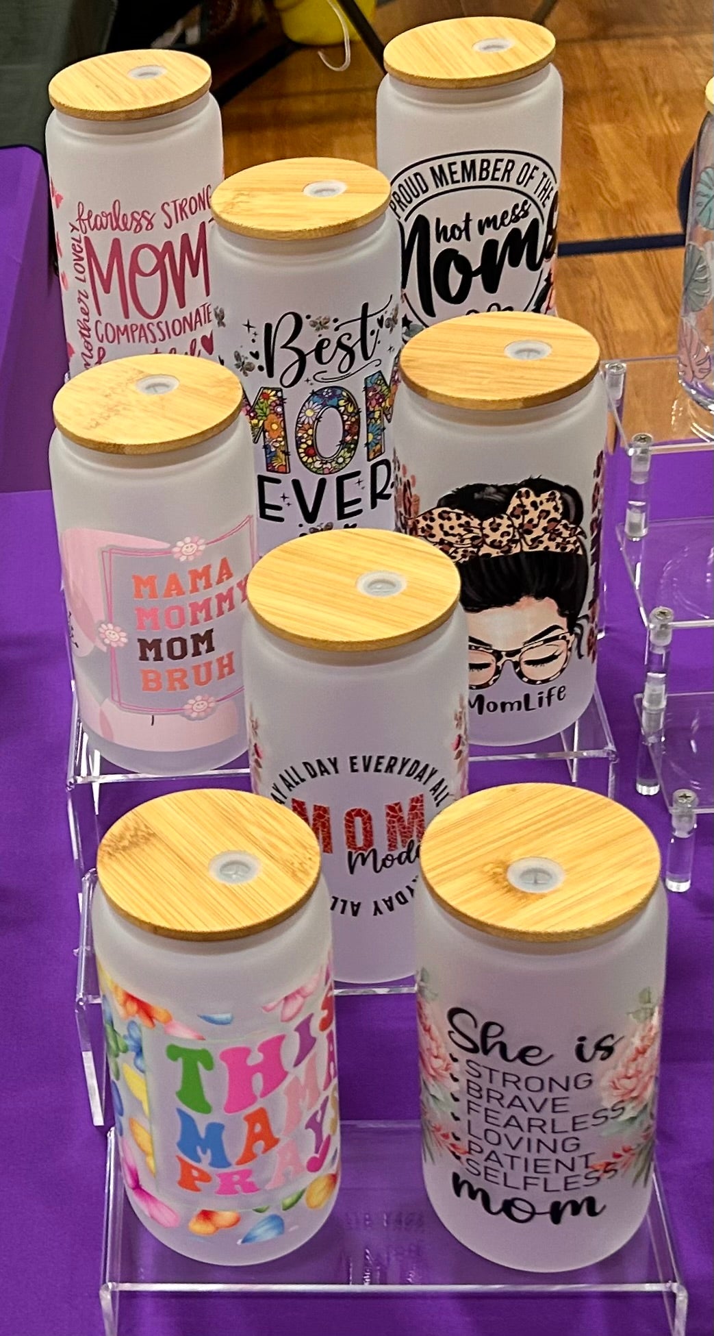 Mom Inspired Frosted Glass Cups | 16 oz