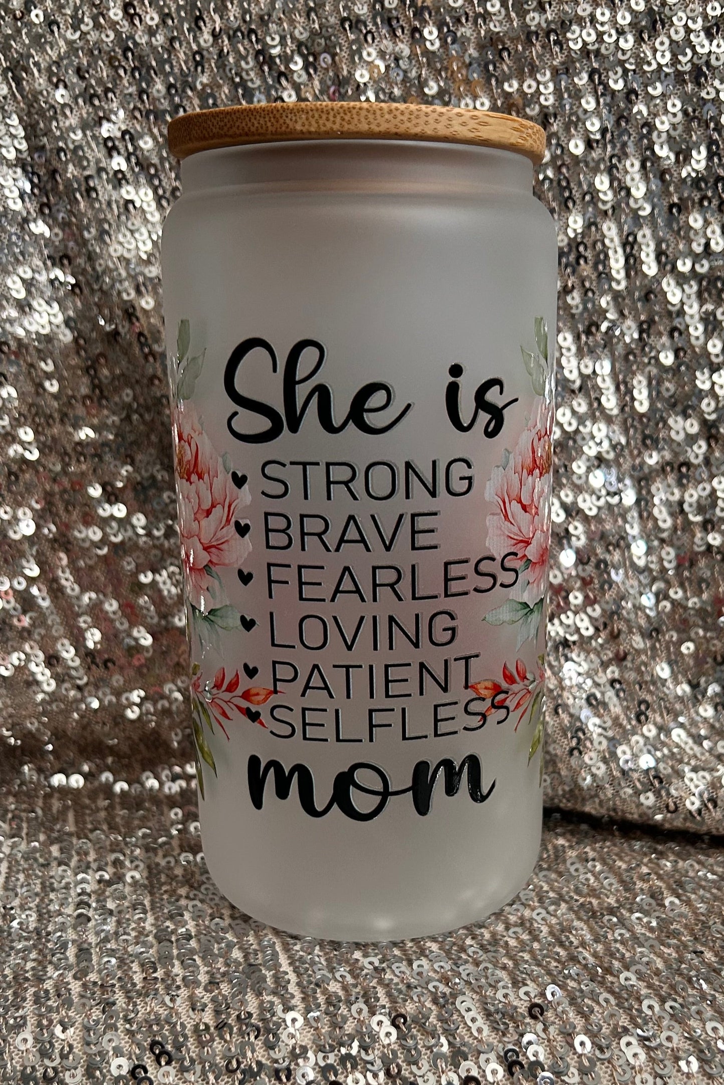 Mom Inspired Frosted Glass Cups | 16 oz
