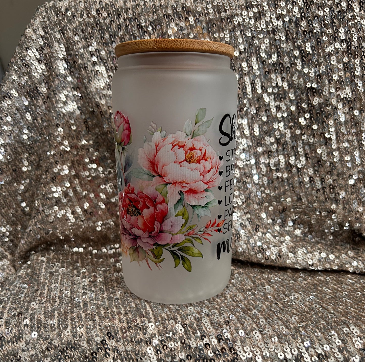Mom Inspired Frosted Glass Cups | 16 oz