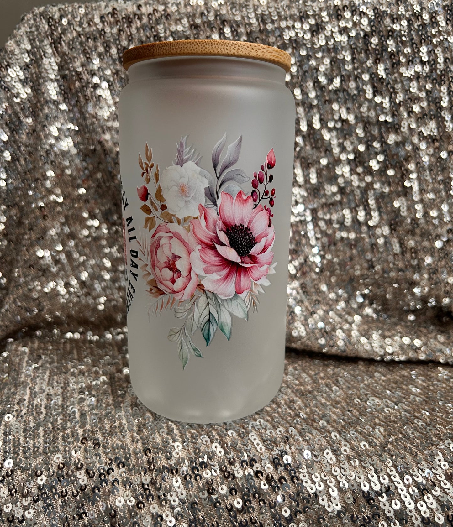 Mom Inspired Frosted Glass Cups | 16 oz