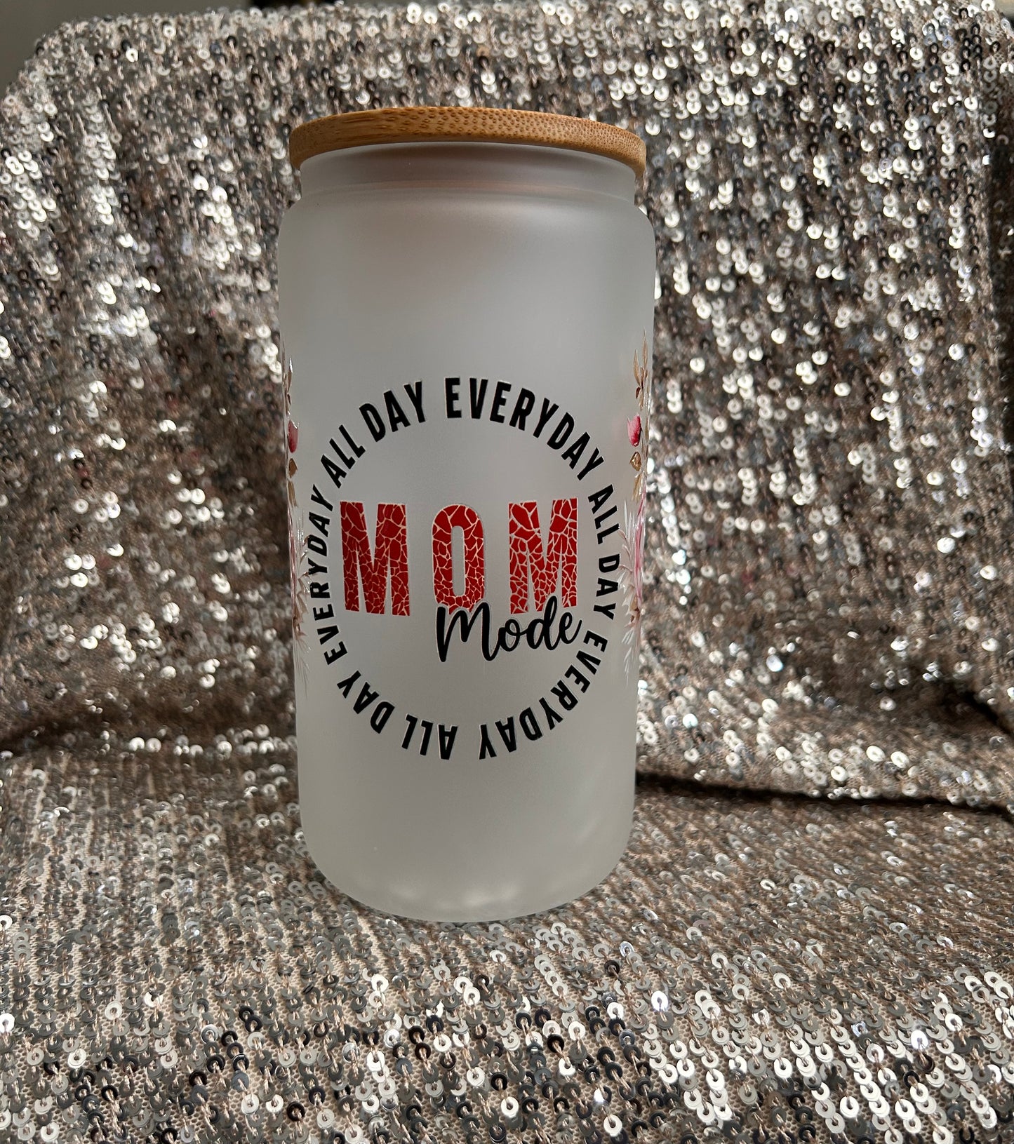 Mom Inspired Frosted Glass Cups | 16 oz