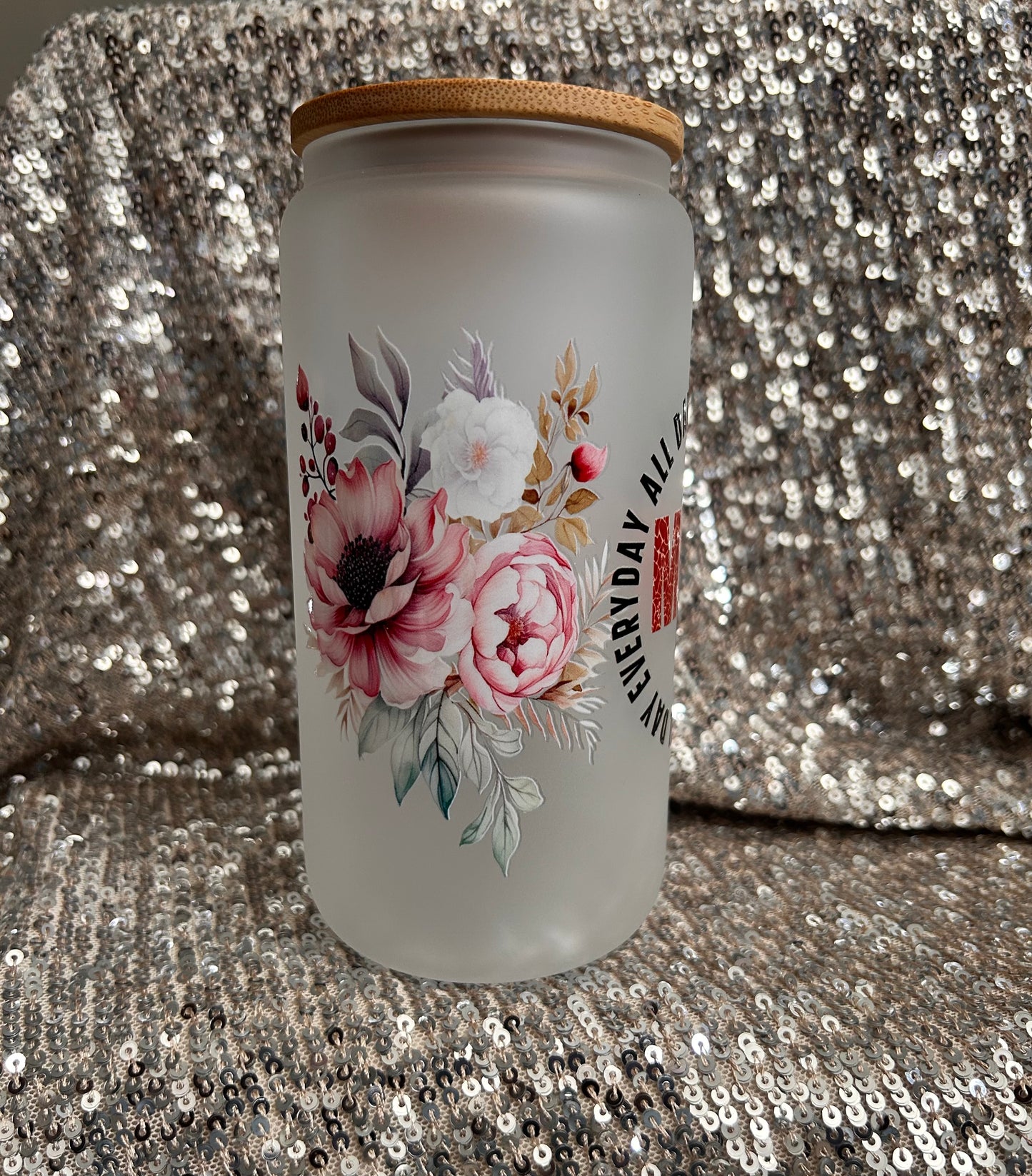 Mom Inspired Frosted Glass Cups | 16 oz