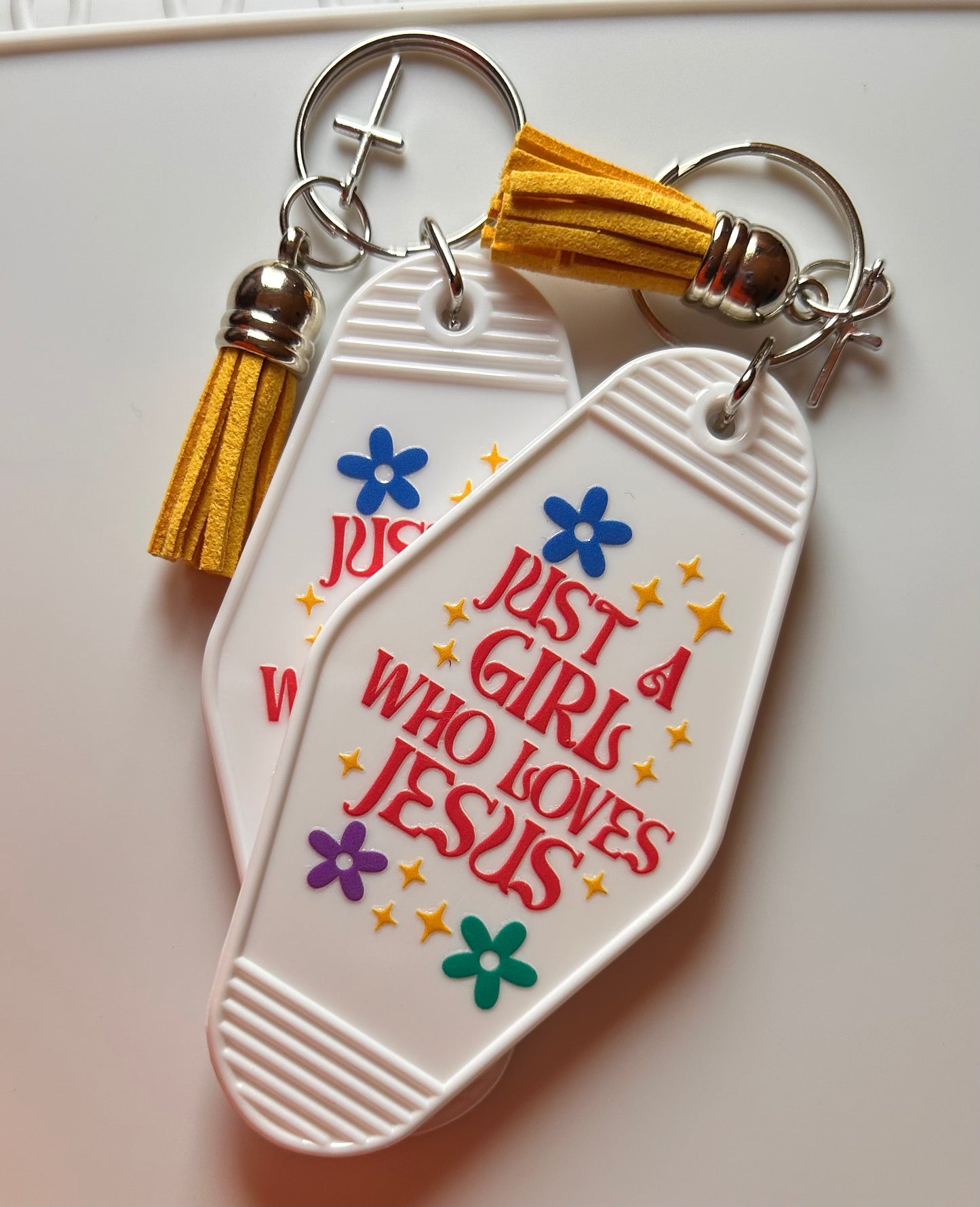 Christian Motel Keychains - White