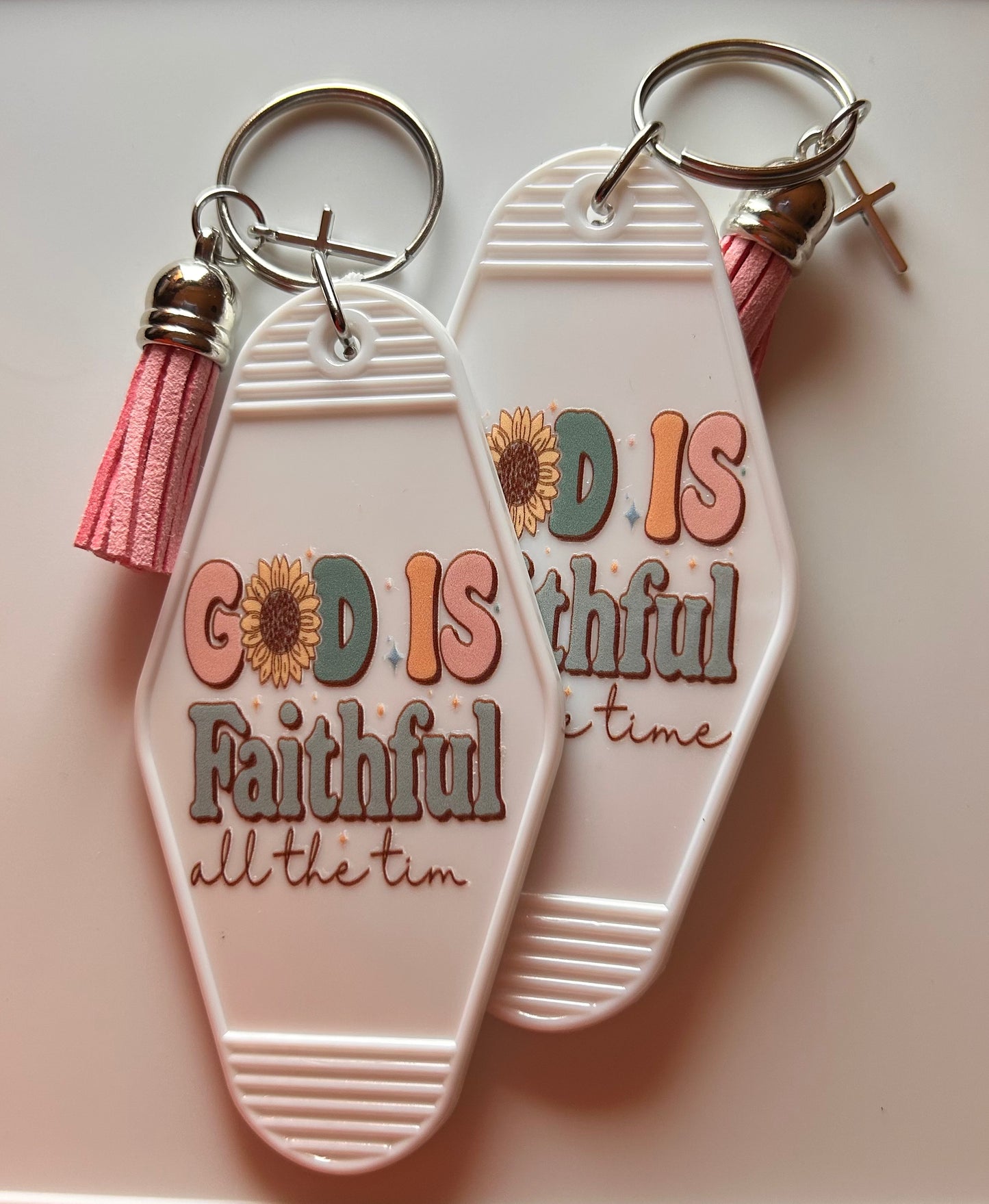Christian Motel Keychains - White