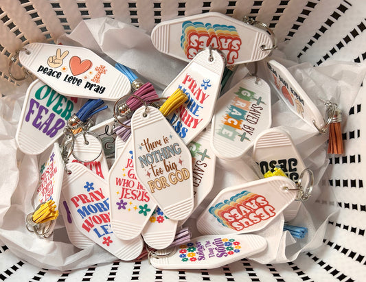Christian Motel Keychains - White