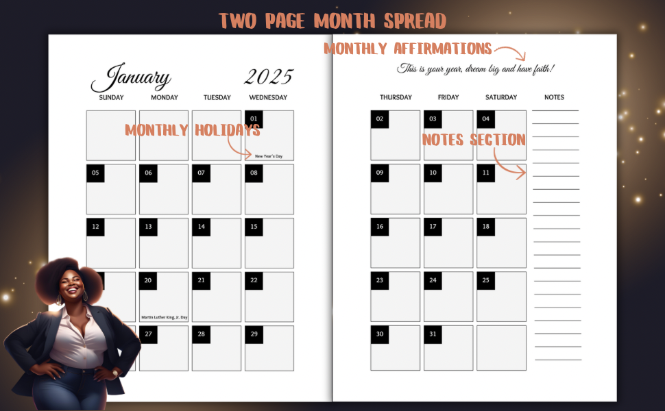 Live Your Purpose: 2025 Planner with Monthly Bible Verses, Affirmations, and Organization