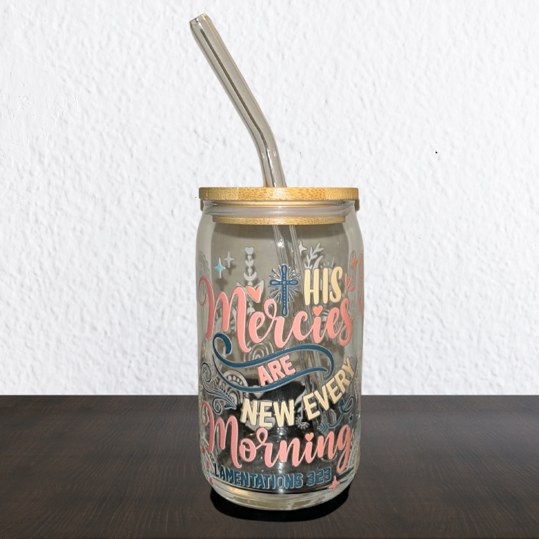 Bible Verse Libbey Glass Cans | Boho Retro Style 16 oz