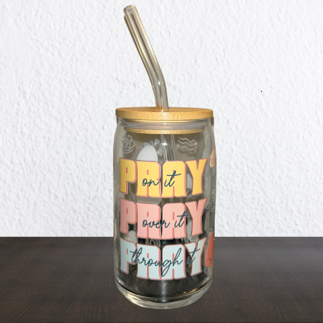 Bible Verse Libbey Glass Cans | Boho Retro Style 16 oz