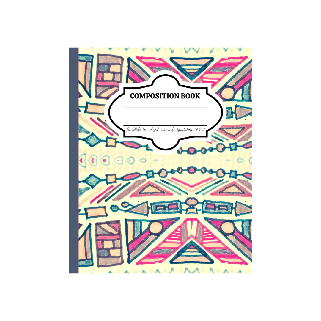 Pink/Cream Aztec Composition Notebook