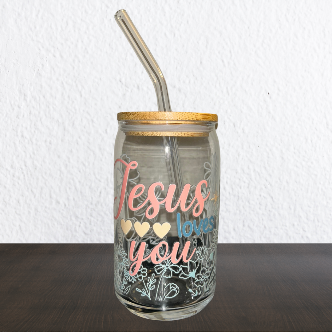 Bible Verse Libbey Glass Cans | Boho Retro Style 16 oz
