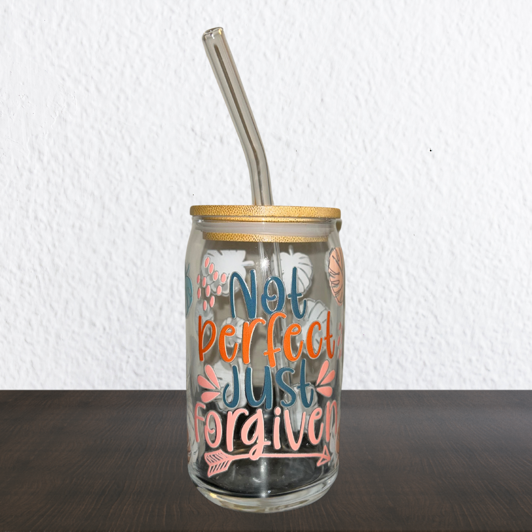Bible Verse Libbey Glass Cans | Boho Retro Style 16 oz