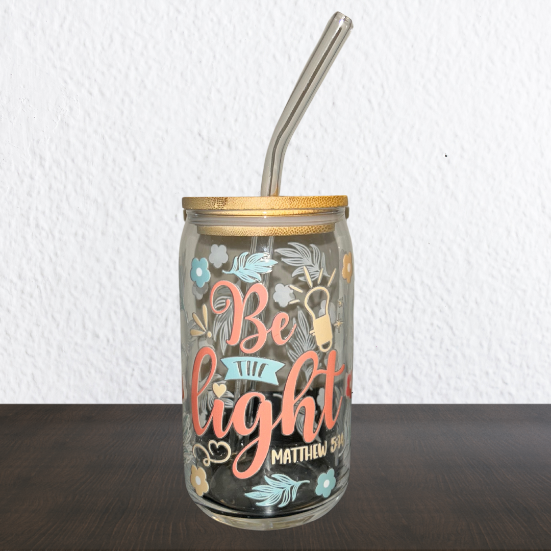 Bible Verse Libbey Glass Cans | Boho Retro Style 16 oz